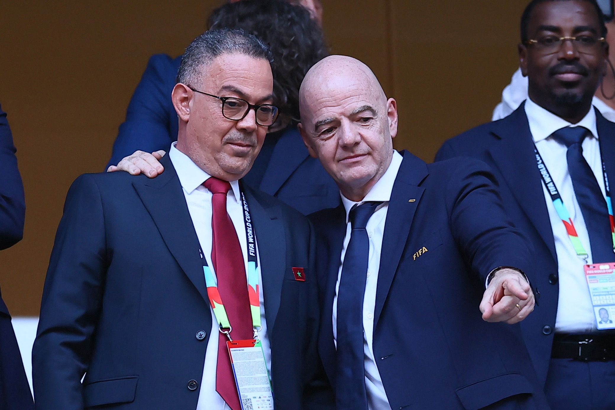 Royal Moroccan Football Federation President Fouzi Lekjaa and FIFA President Gianni Infantino 