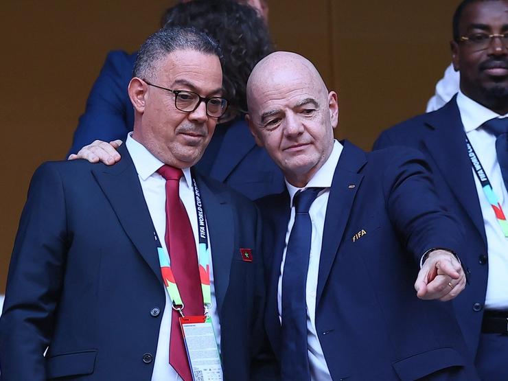 Royal Moroccan Football Federation President Fouzi Lekjaa and FIFA President Gianni Infantino