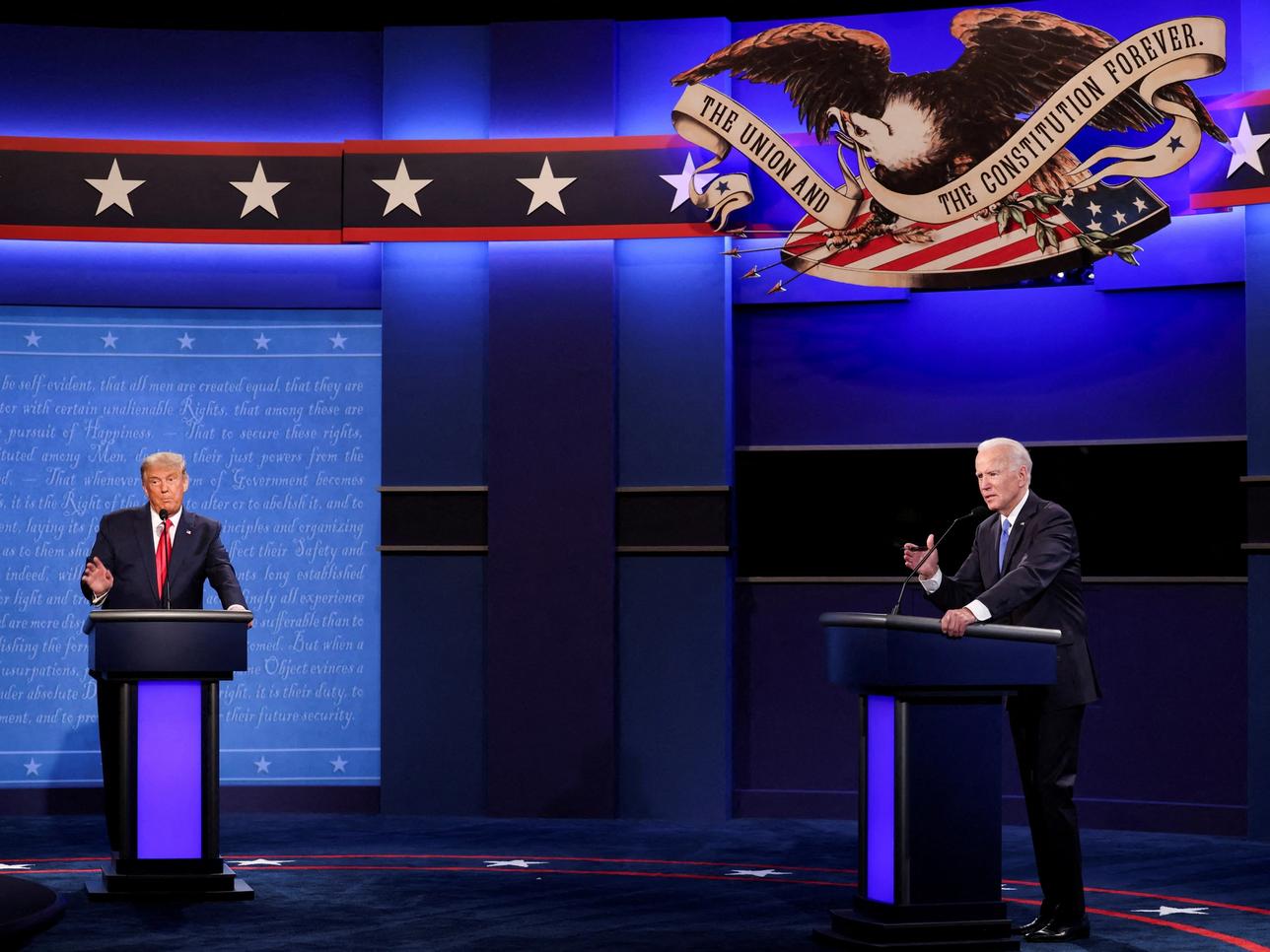 President Trump and Democratic presidential nominee Biden participate in their second debate in Nashville in 2020