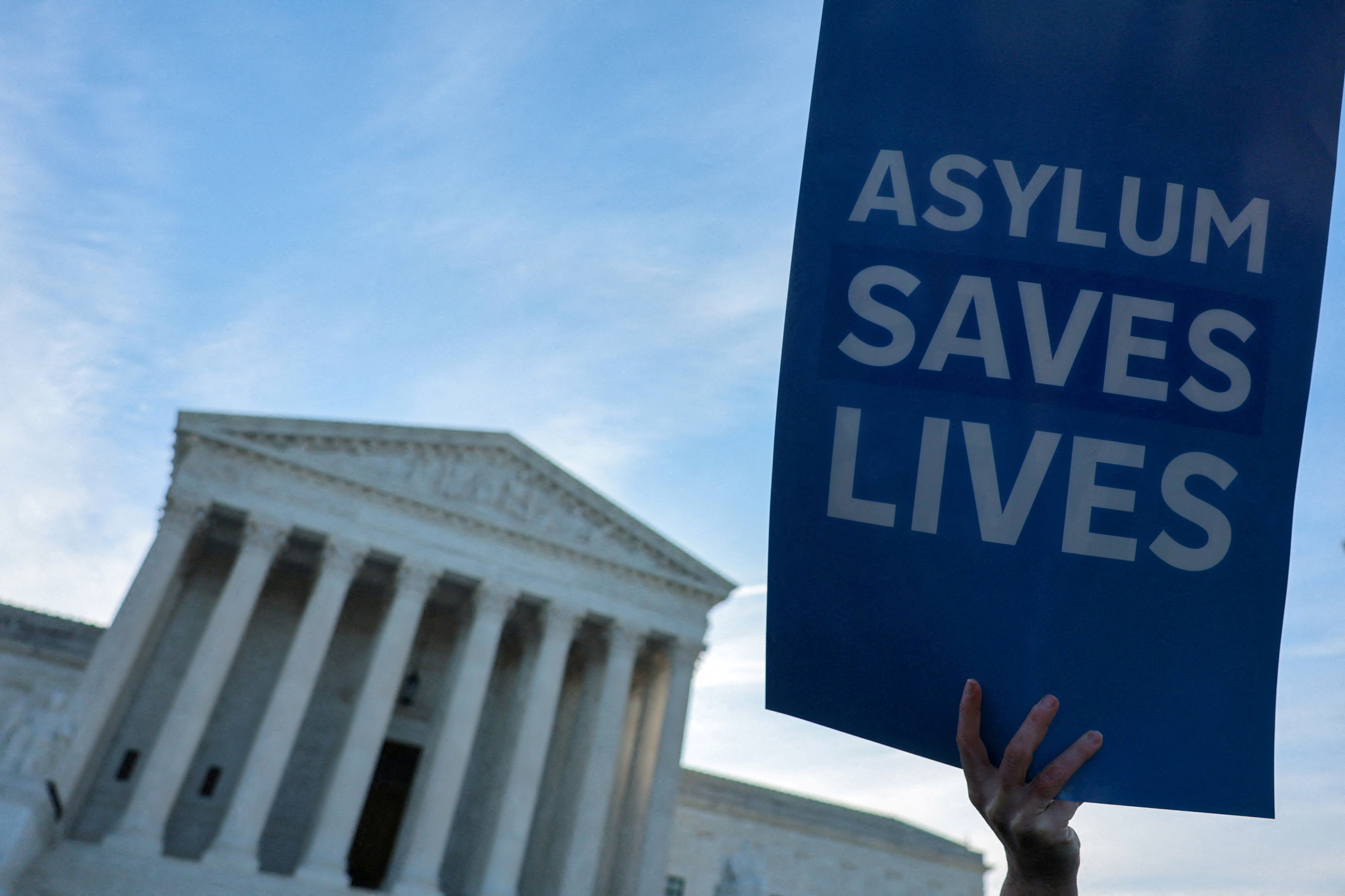 A demonstrator in front of the Supreme Court
