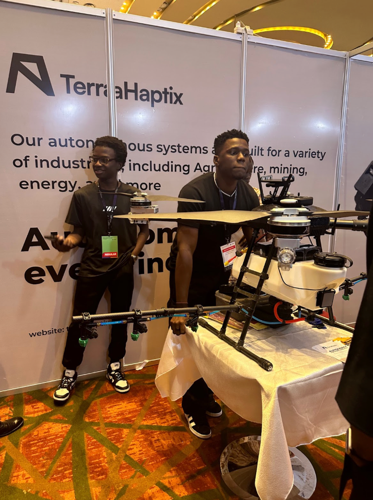 A Terra Industries drone at a tech exhibition in Lagos in 2024 (the company was earlier called TerraHaptix).