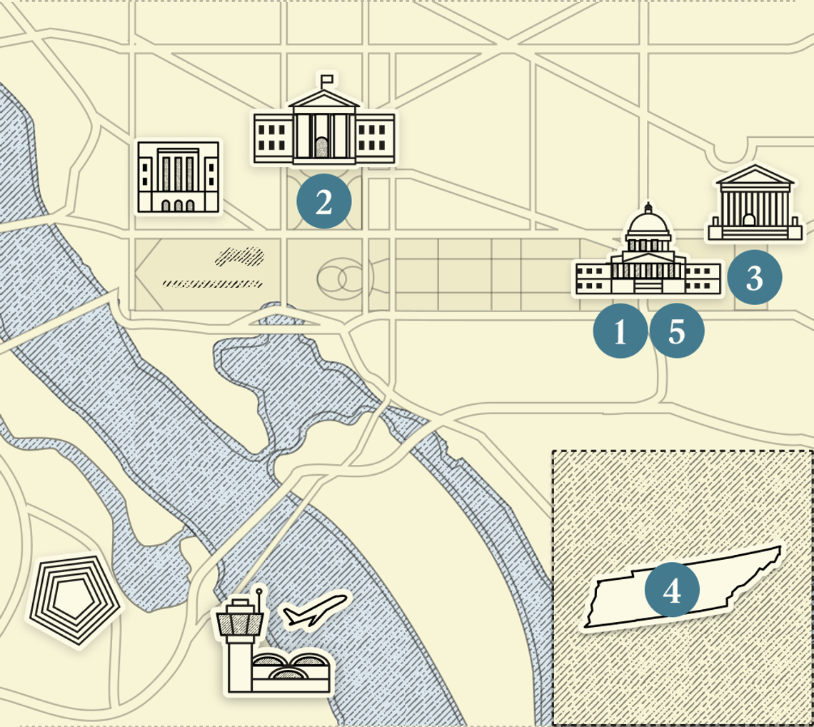 A numbered map of DC.