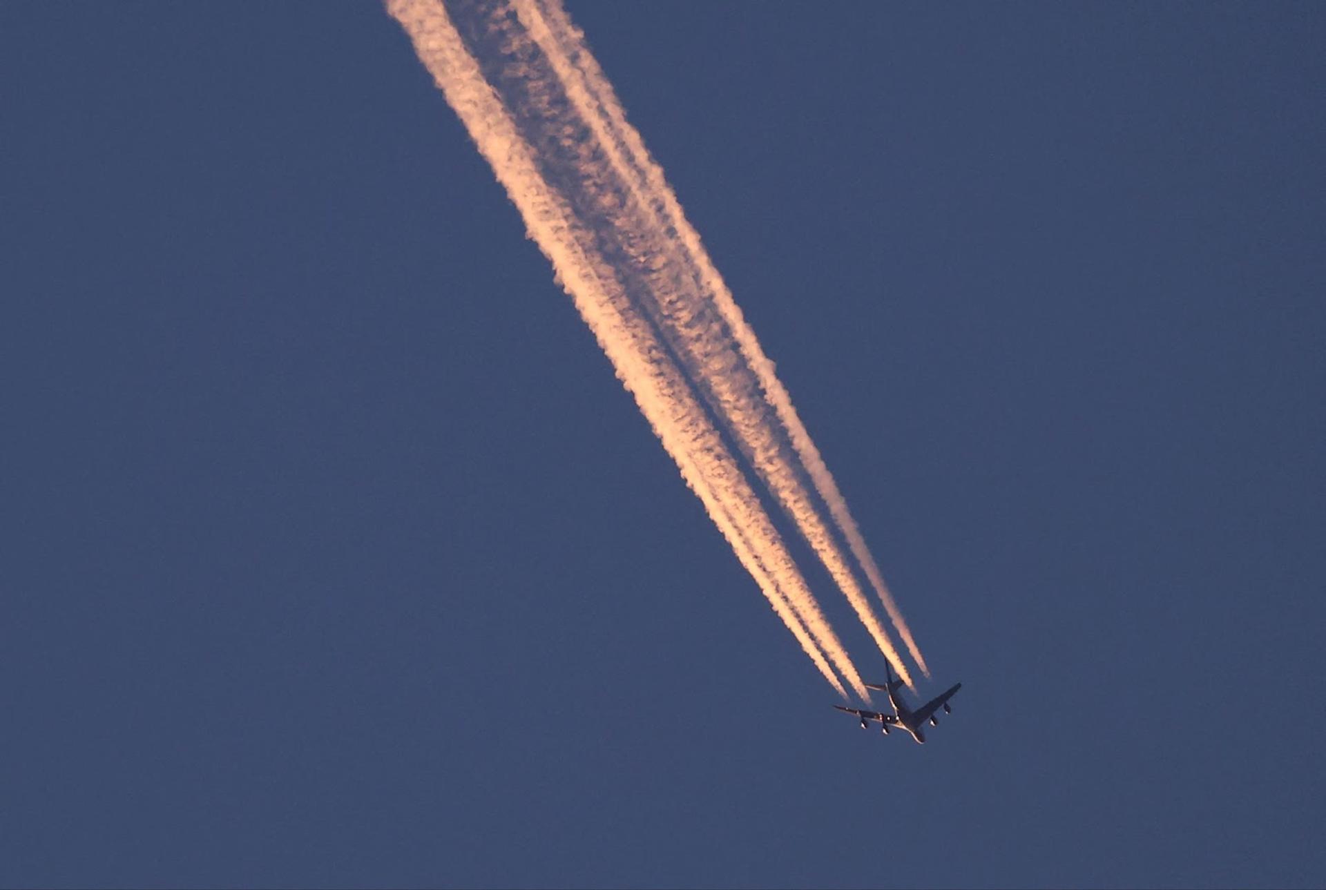 A plane over London. 