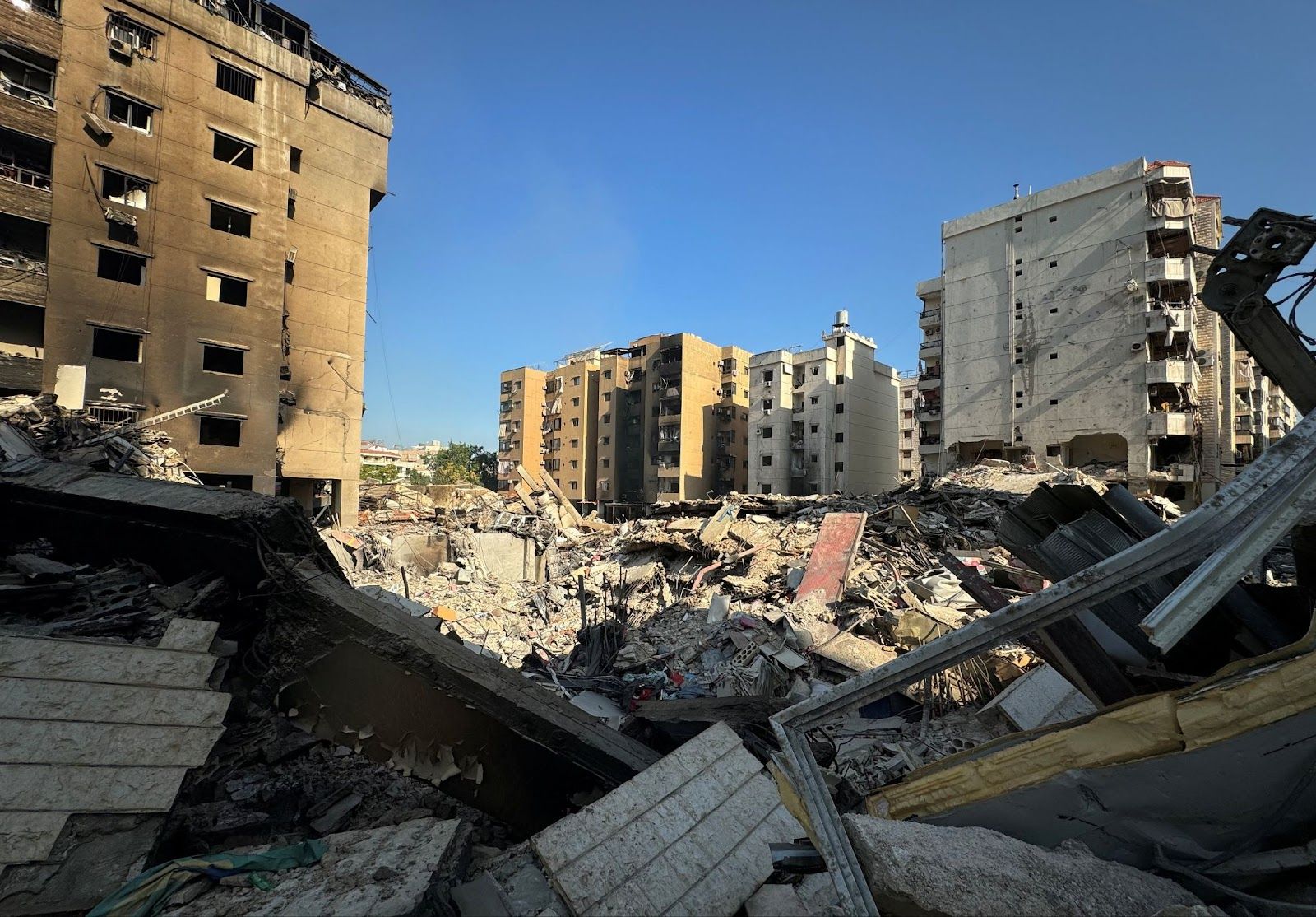 A photo showing the aftermath of an Israeli strike on Beirut