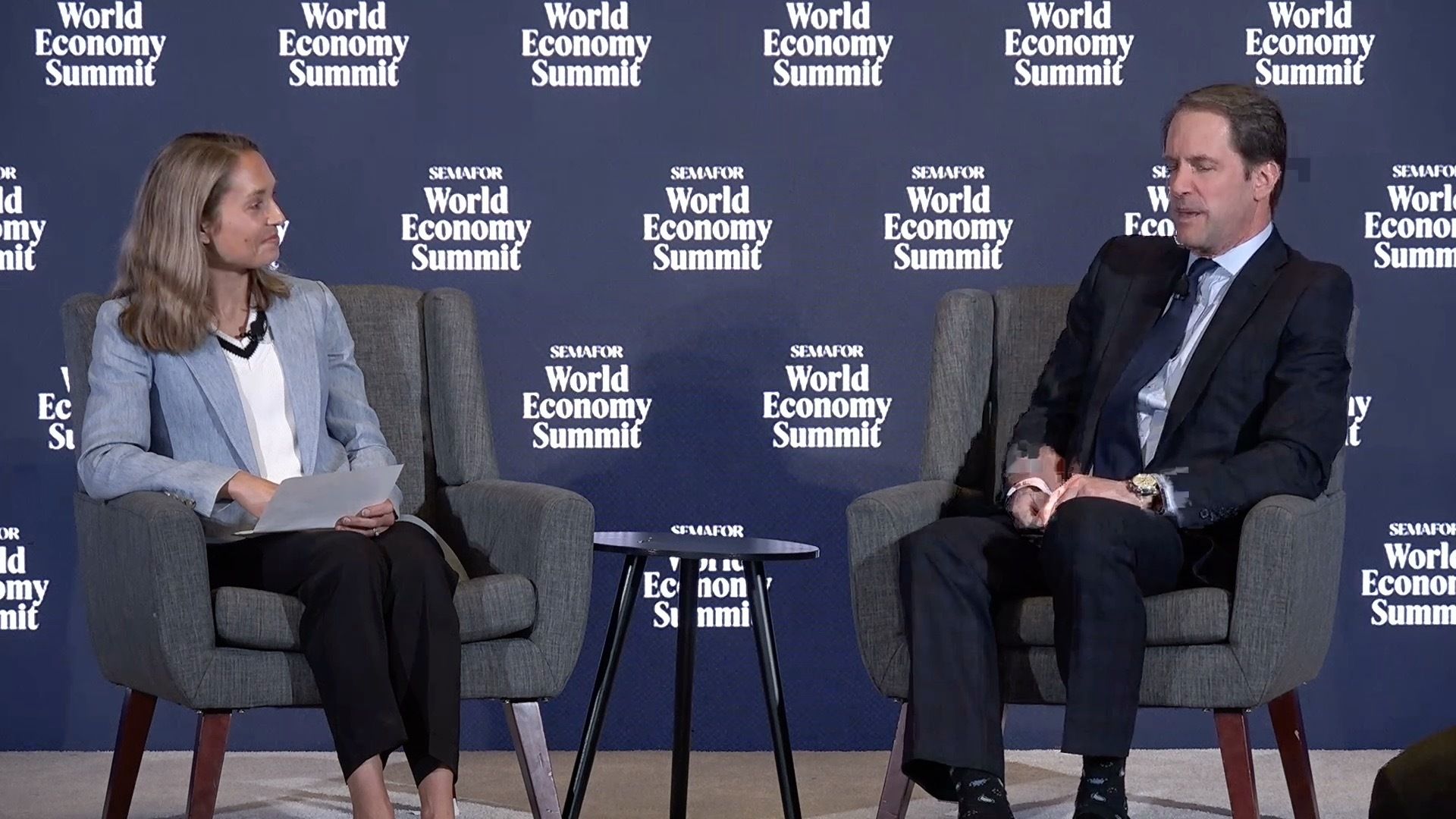 Semafor’s Morgan Chalfant and Rep. Jim Himes.