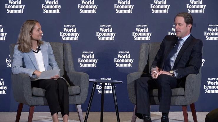 Semafor’s Morgan Chalfant and Rep. Jim Himes.