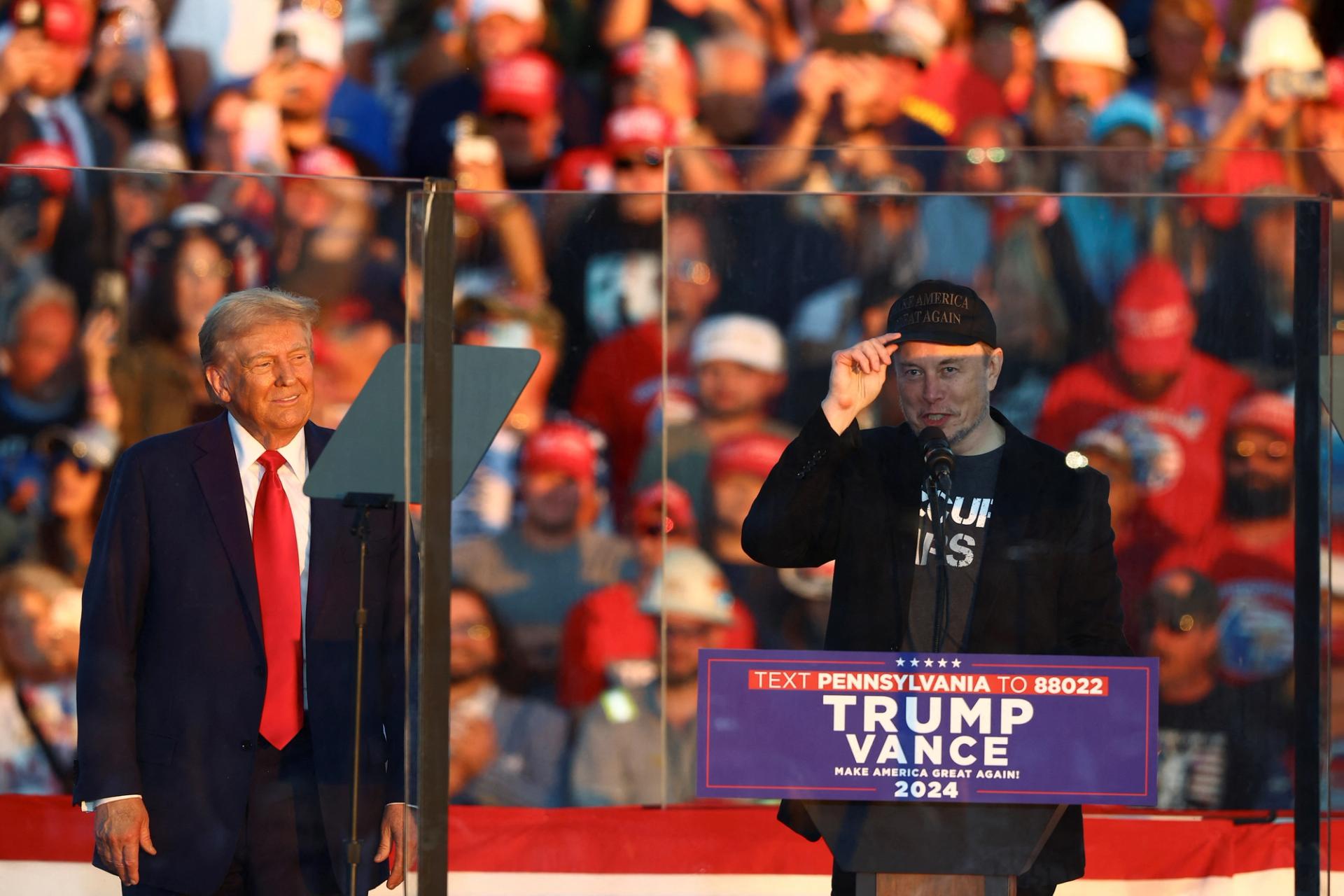 Donald Trump and Elon Musk in Butler, Pennsylvania.