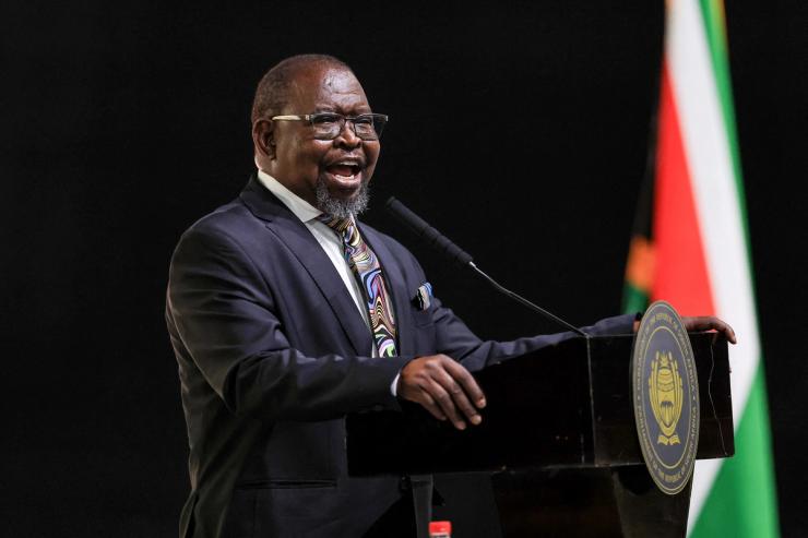 South Africa’s Finance Minister Enoch Godongwana presents the 2025 budget in Cape Town