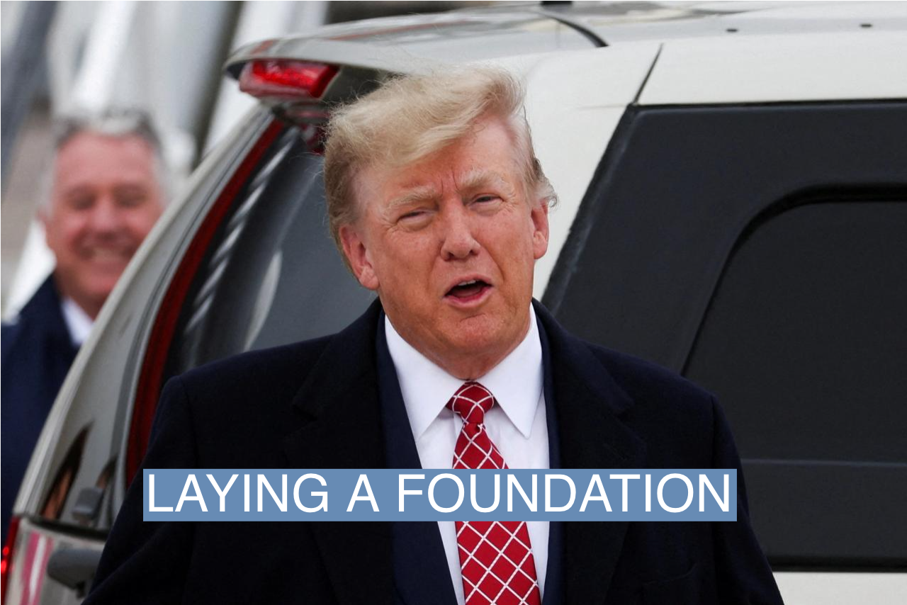  Former U.S. President and Republican presidential candidate Donald Trump reacts after arriving at Aberdeen International Airport in Aberdeen, Scotland, Britain May 1, 2023.