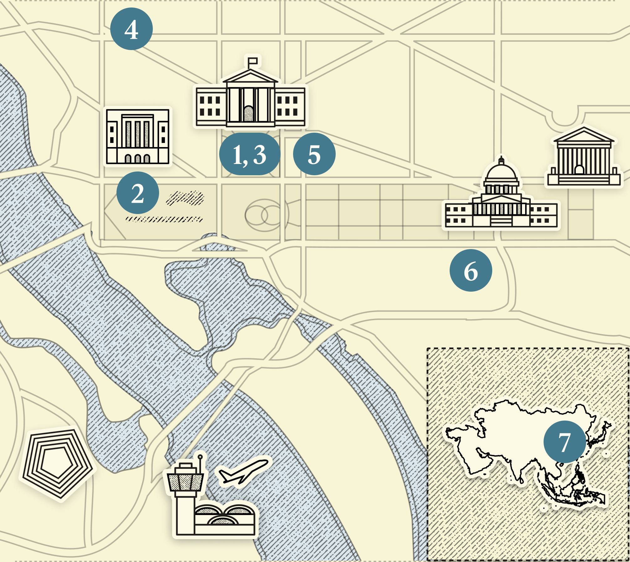 A numbered map of DC.