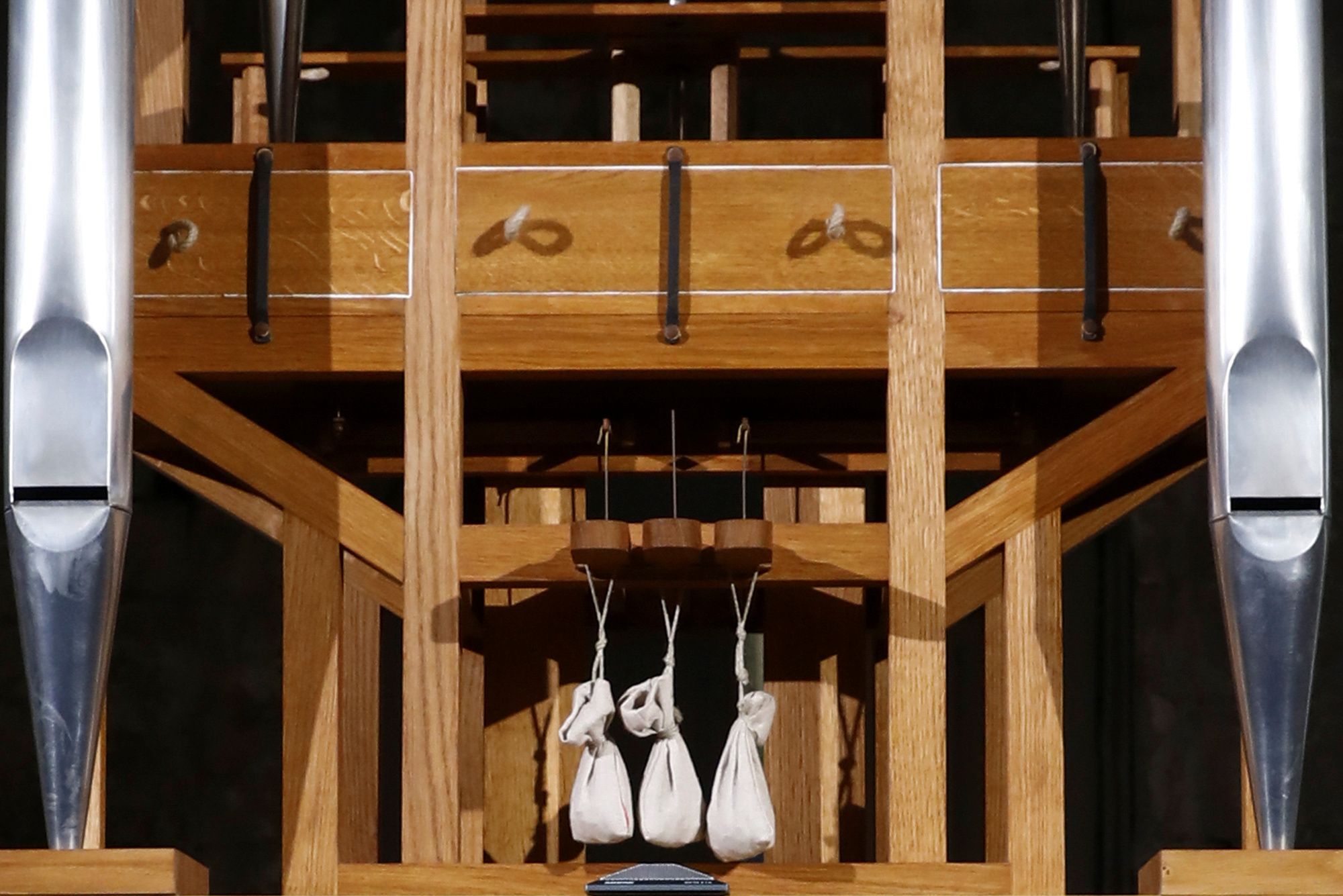 A close up of the Organ Key system in a church in Halberstadt Germany 
