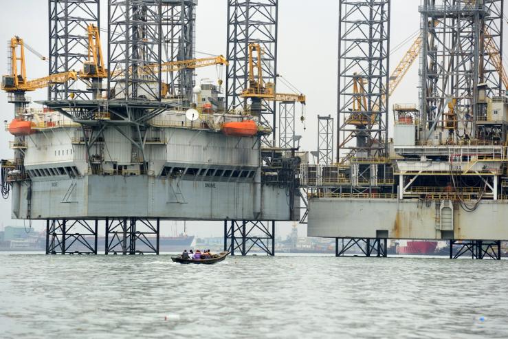 An offshore oil platform in Nigeria.
