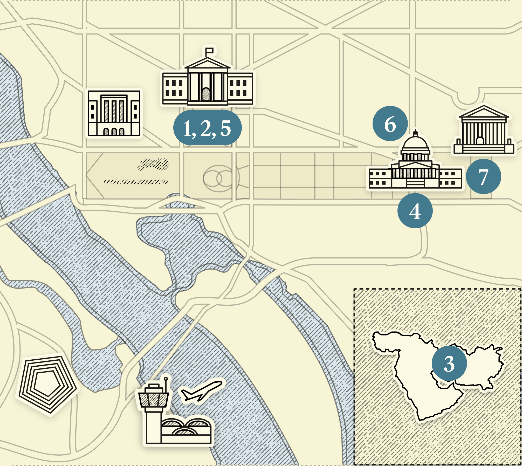 A numbered map of DC.