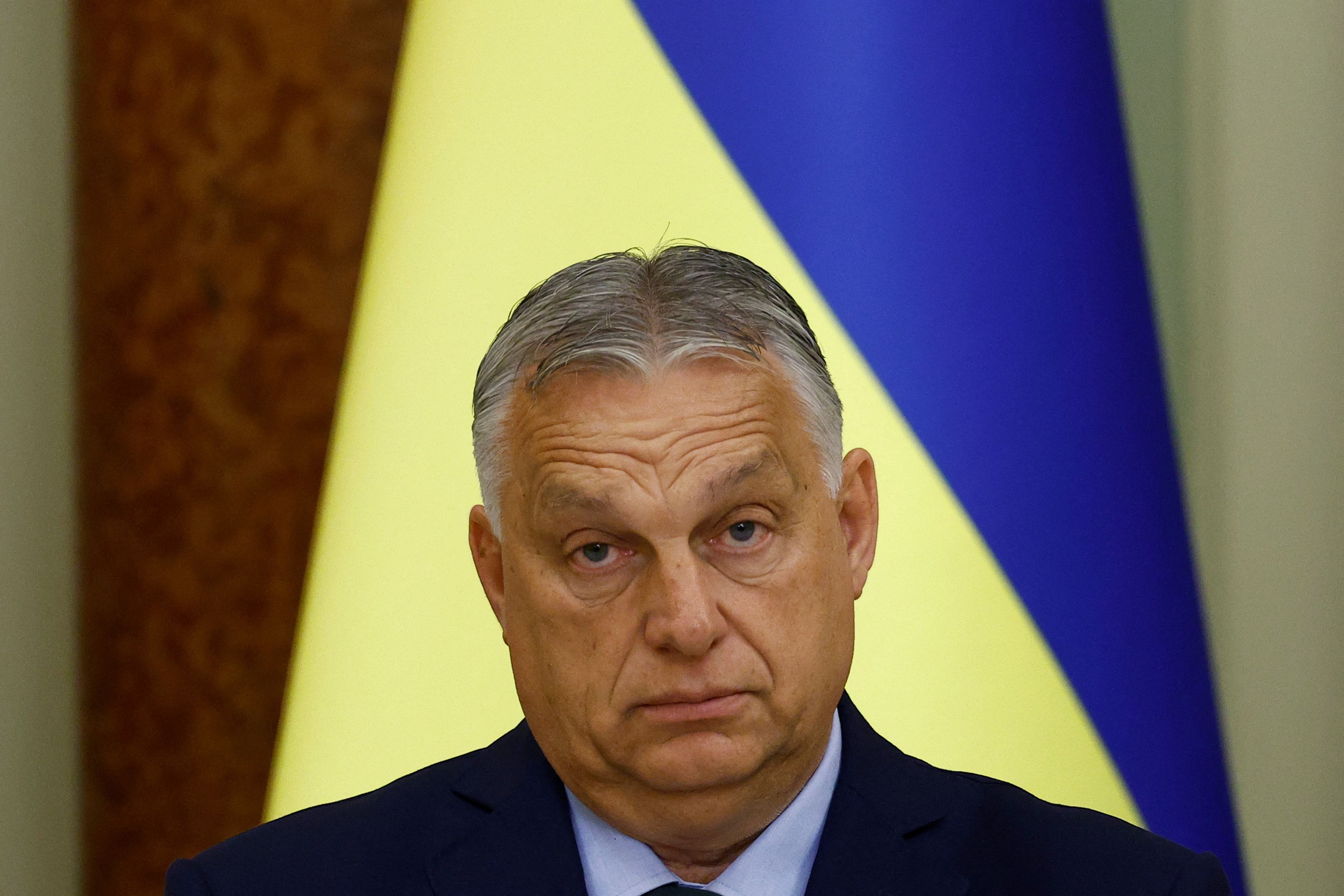 Hungary’s Prime Minister Viktor Orban attends a joint news briefing with Ukrainian President Volodymyr Zelenskiy, amid Russia’s attack on Ukraine, in Kyiv, Ukraine July 2, 2024. REUTERS/Valentyn Ogirenko