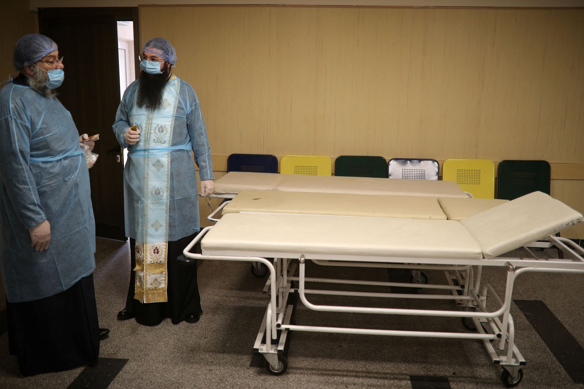 Orthodox priests visit patients at Saint Anna hospital in Sofia