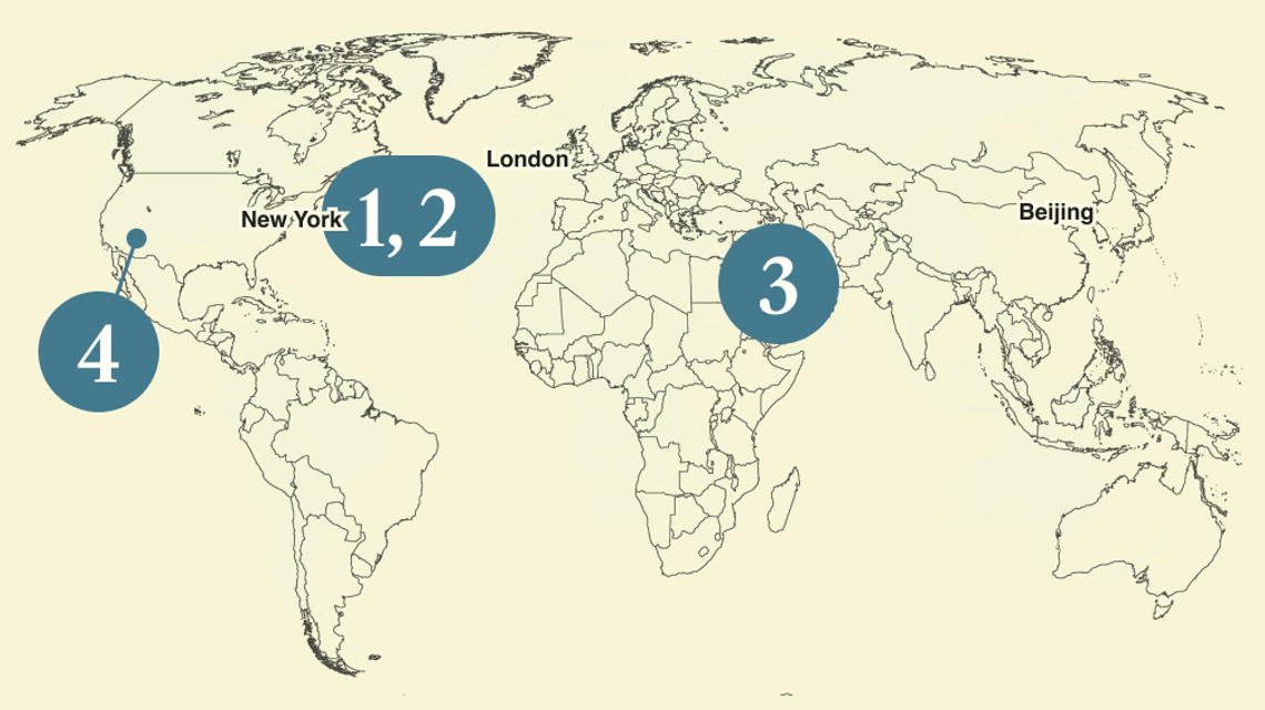 A numbered map of the world.