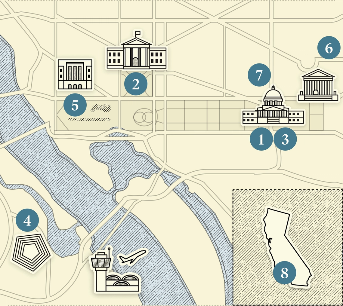 A numbered map of DC.