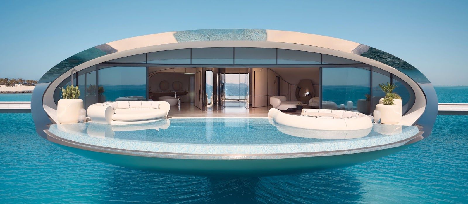 A futuristic overwater villa at Shebara Resort, part of Saudi Arabia’s Red Sea tourism project, is seen in a promotional image showcasing luxury hospitality offerings in the Kingdom.