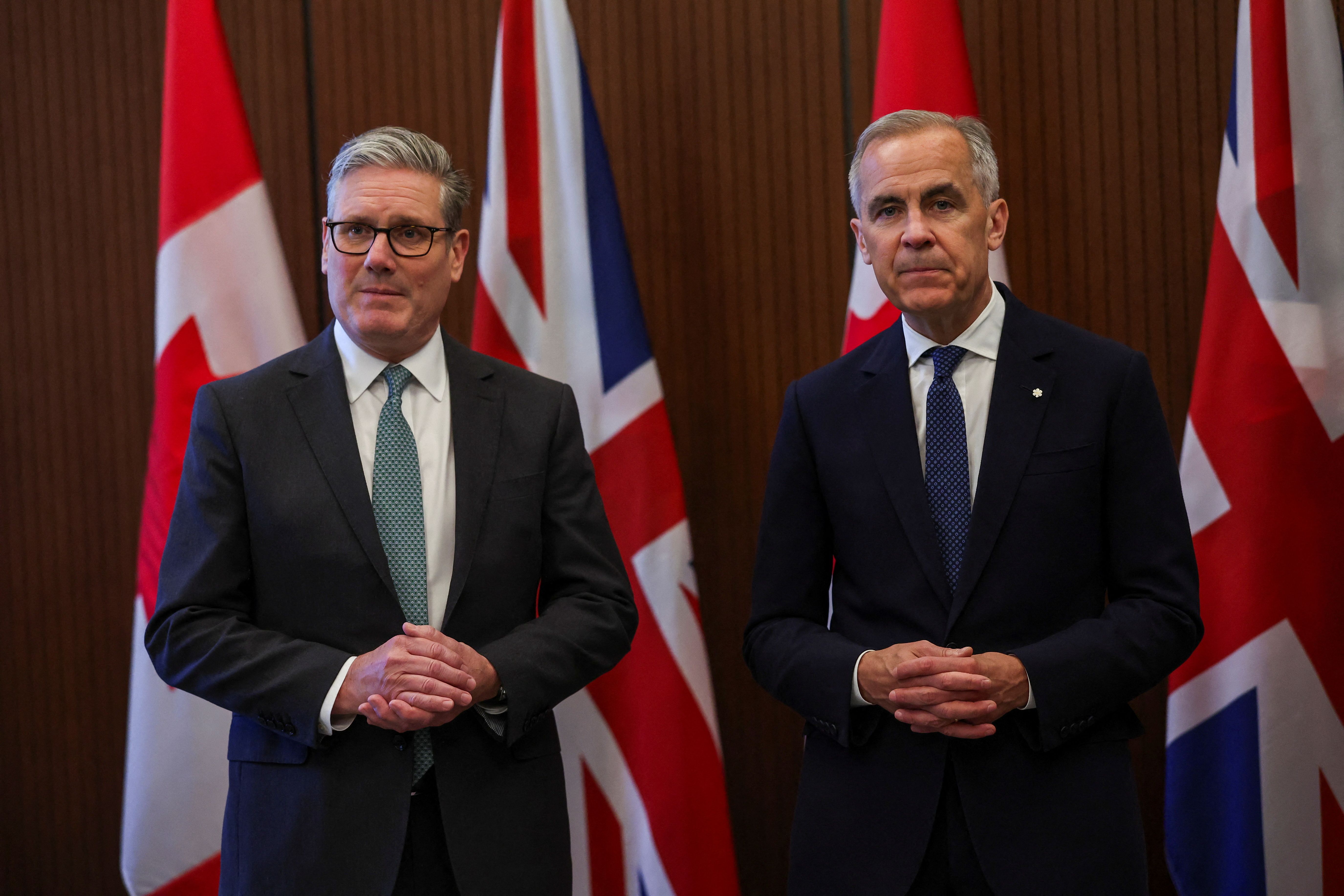 Canada’s Prime Minister Mark Carney meets with Britain’s Prime Minister Keir Starmer.