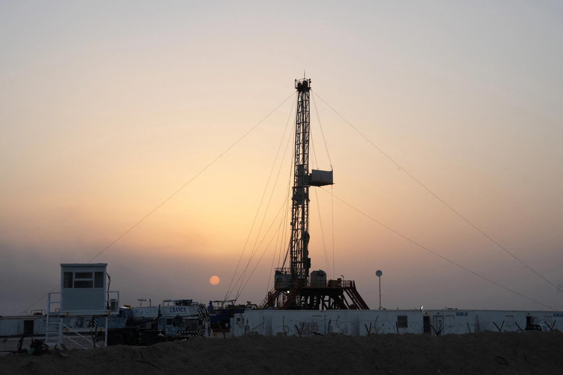 An oil rig is pictured in Iraq.