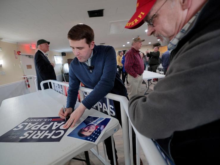 Chris Pappas at a campaign event in March