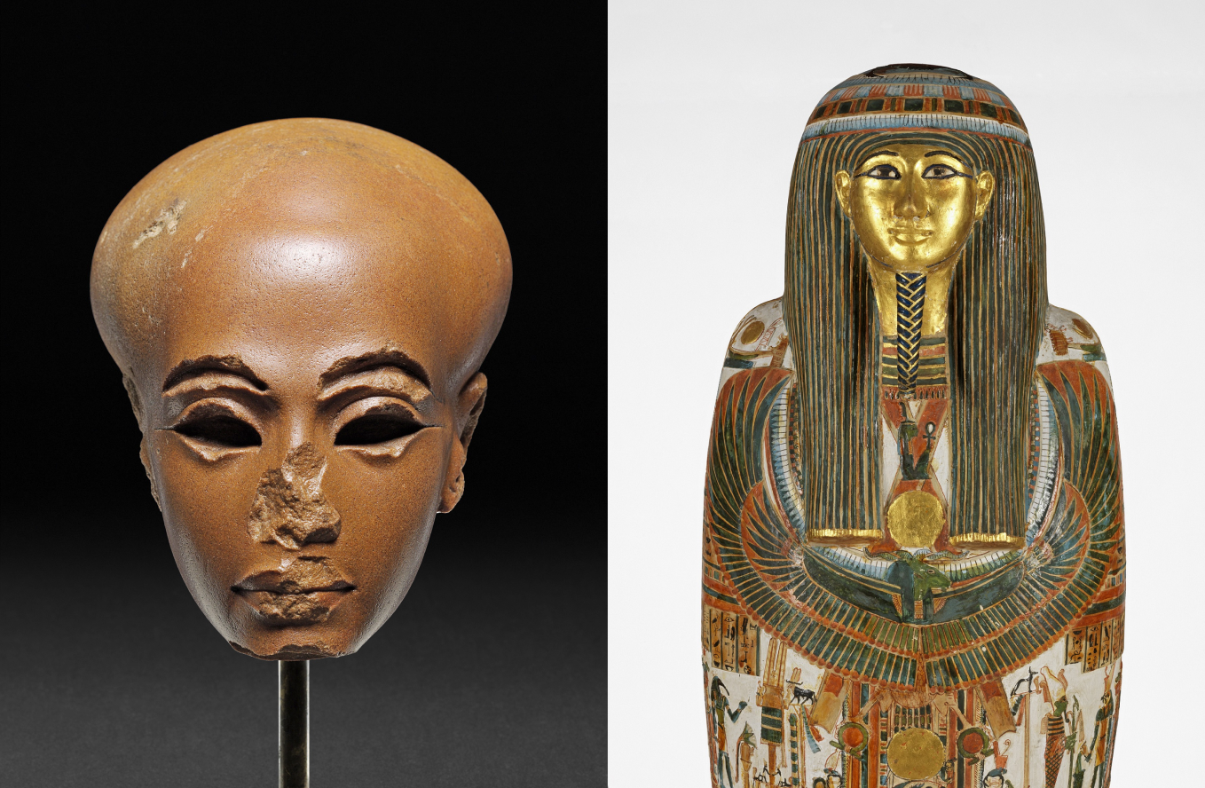 Ancient Egyptian mask and coffin 