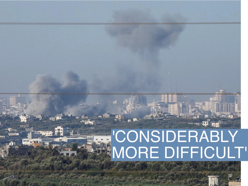Smoke rises over Gaza, as seen from Israel's border with Gaza, in southern Israel October 30, 2023. REUTERS/Evelyn Hockstein