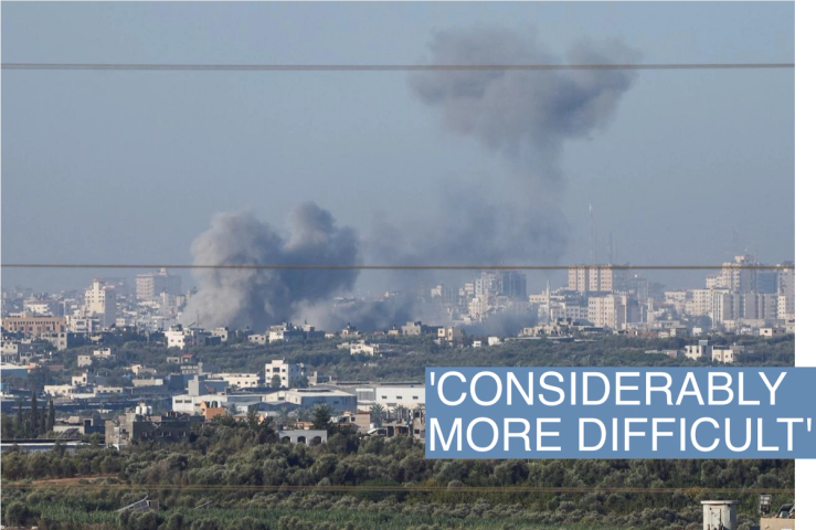 Smoke rises over Gaza, as seen from Israel’s border with Gaza, in southern Israel October 30, 2023. REUTERS/Evelyn Hockstein