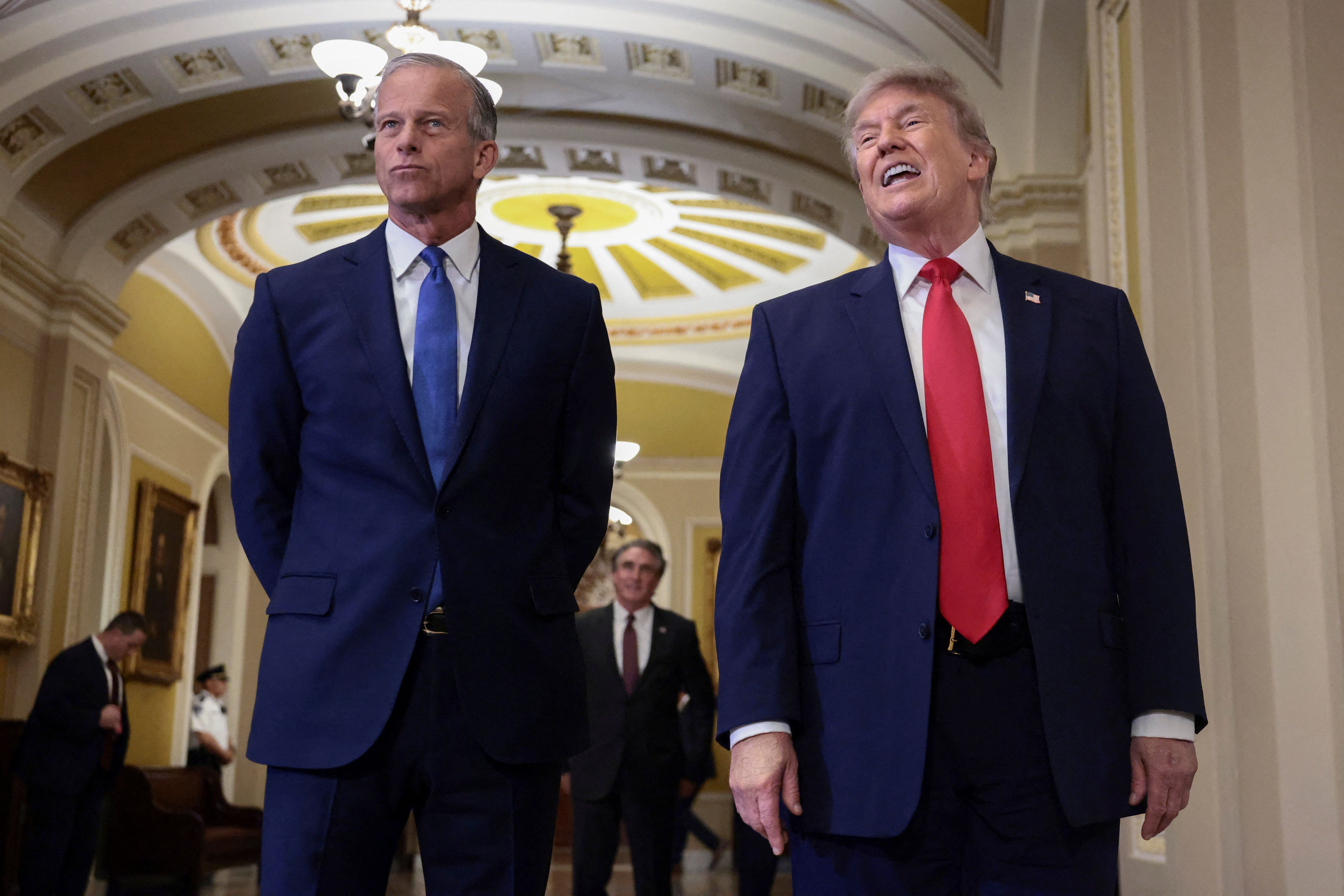 President Donald Trump and Senate Majority Leader John Thune