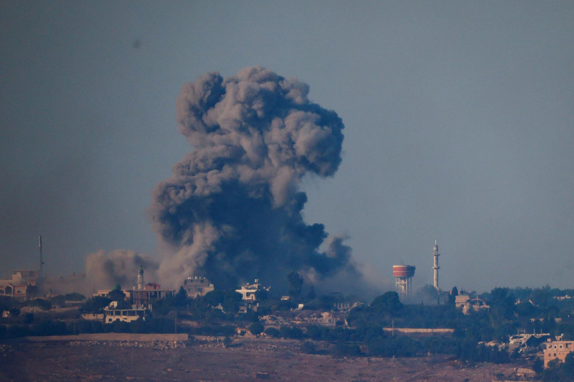 An Israeli Air Force air strike on a southern Lebanon village.