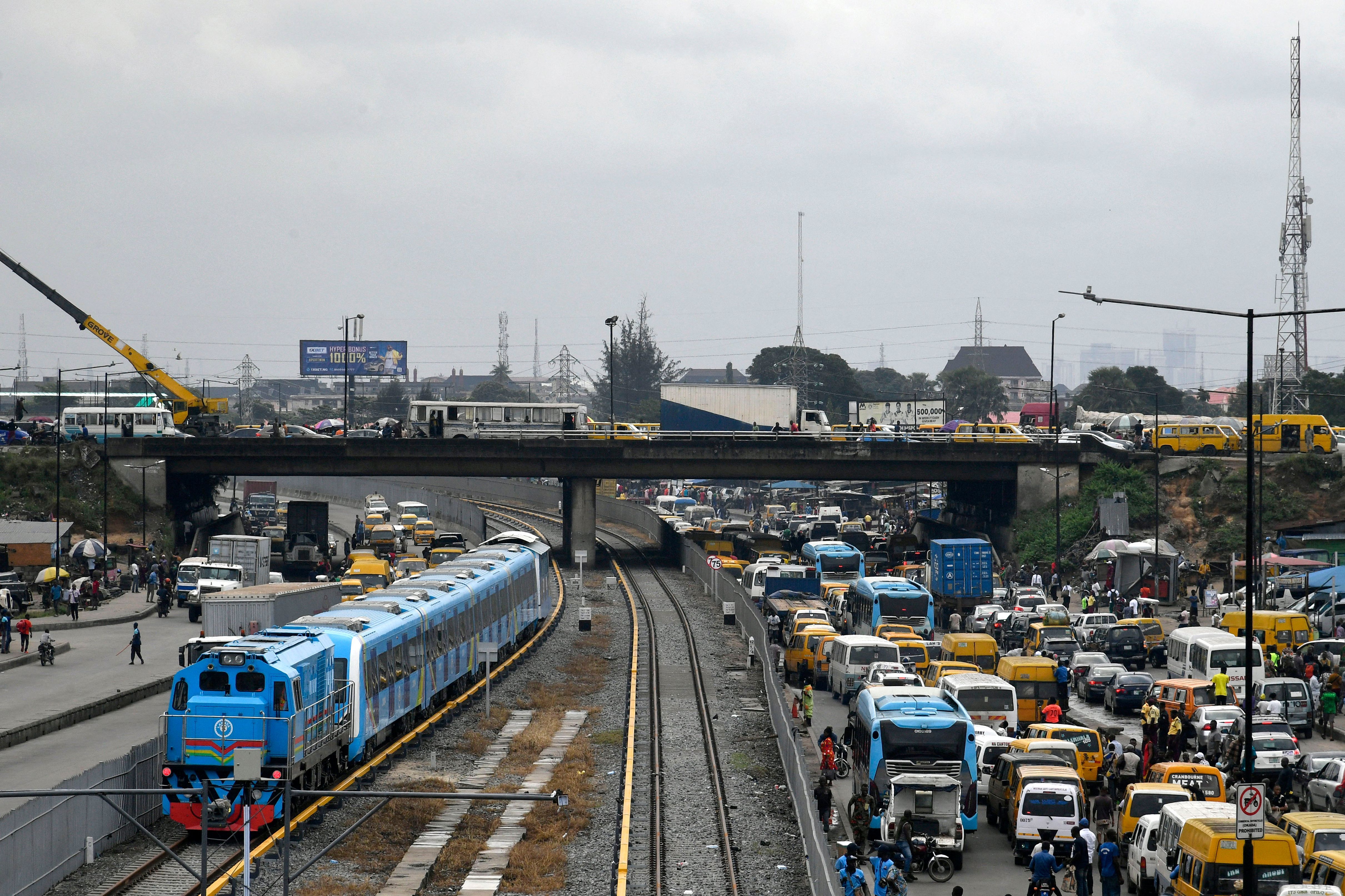 The Lagos Blue line rail heads to Mile 2 Terminal during the inauguration of commercial operation to ease the traffic gridlock in Lagos.