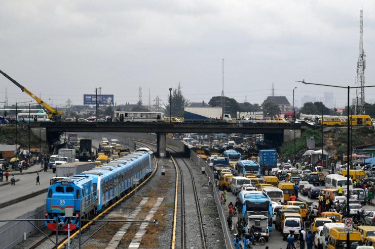 The Lagos Blue line rail heads to Mile 2 Terminal during the inauguration of commercial operation to ease the traffic gridlock in Lagos.