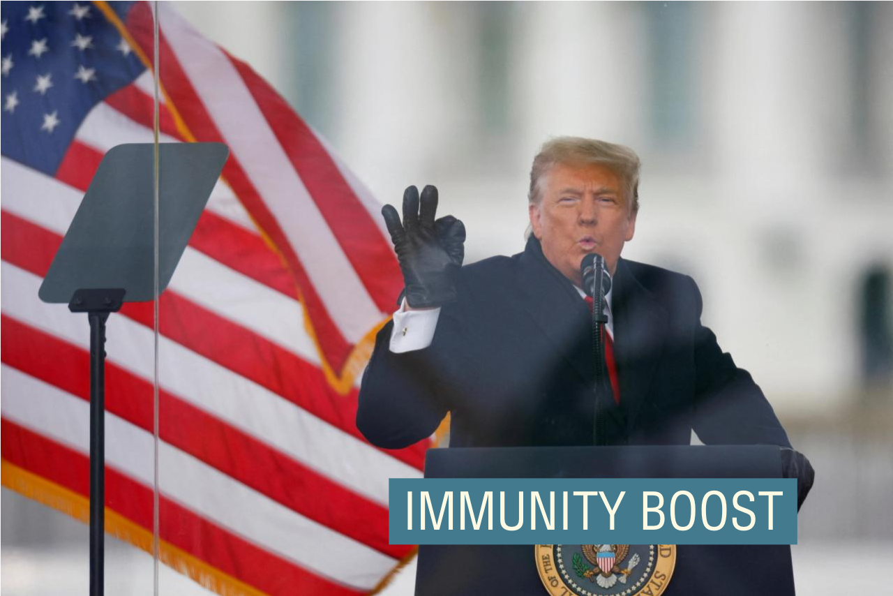 President Donald Trump gestures as he speaks during a rally to contest the certification of the 2020 US presidential election results byCongress, in Washington, D.C., on Jan. 6, 2021.
