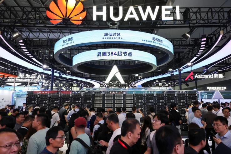 Huawei servers at an AI conference.