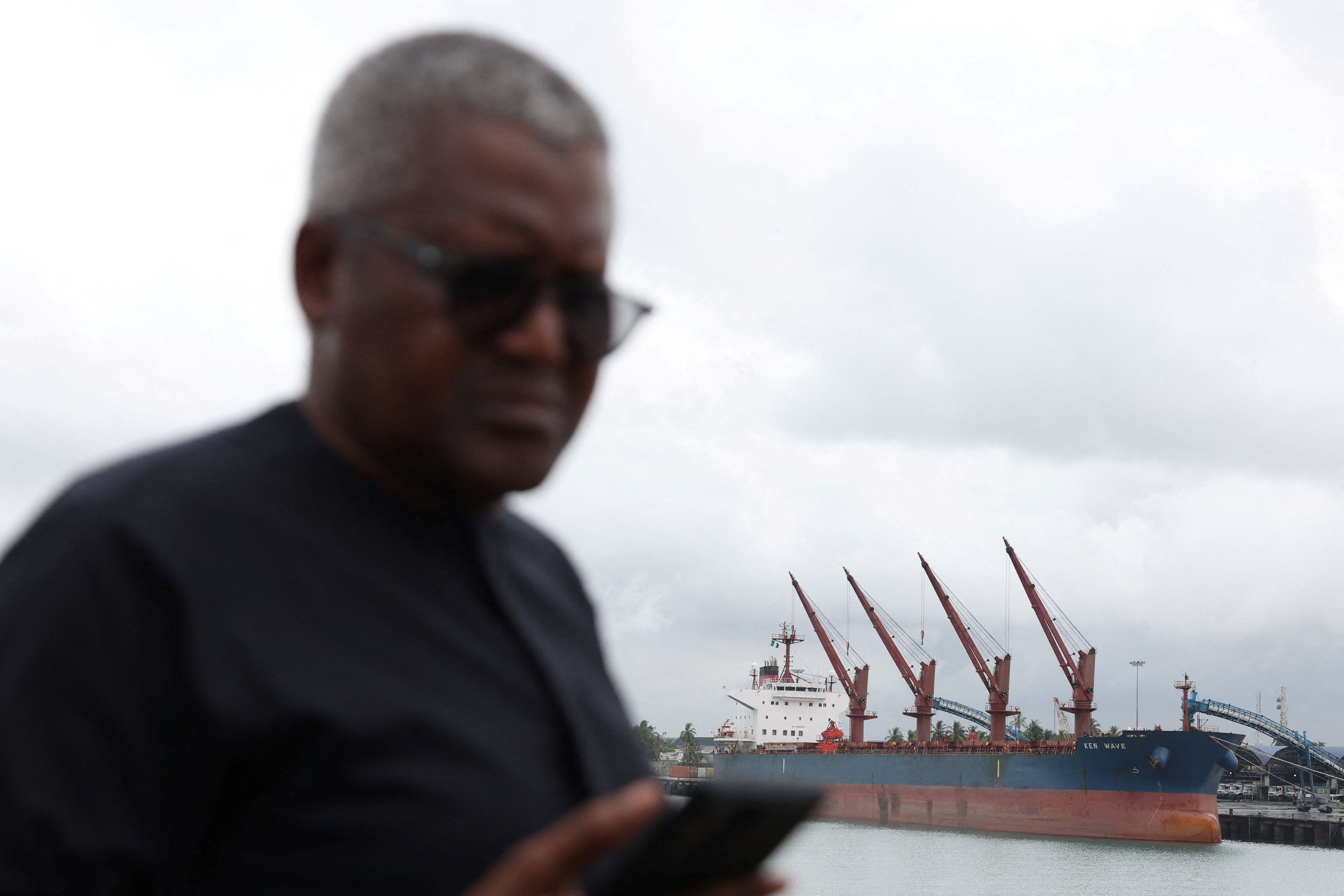 Aliko Dangote at the refinery. 