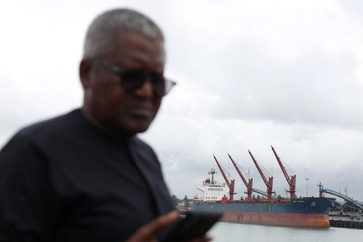 Aliko Dangote at the refinery.
