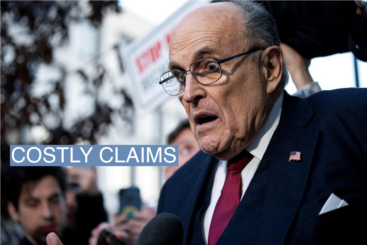 Former New York Mayor Rudy Giuliani departs the U.S. District Courthouse after he was ordered to pay $148 million in his defamation case in Washington, U.S., December 15, 2023.