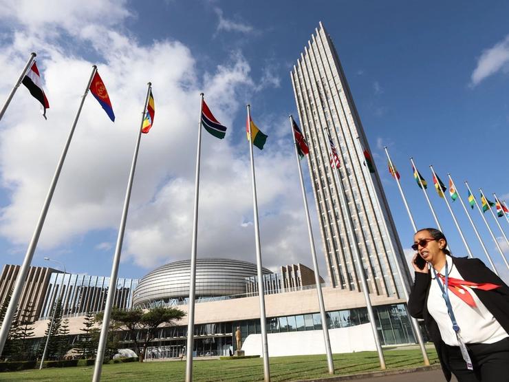 African Union member states national flags in Addis Ababa.