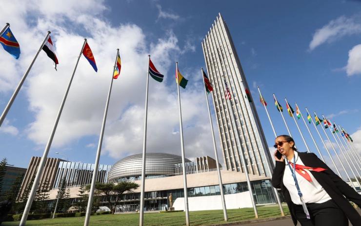 African Union member states national flags in Addis Ababa.