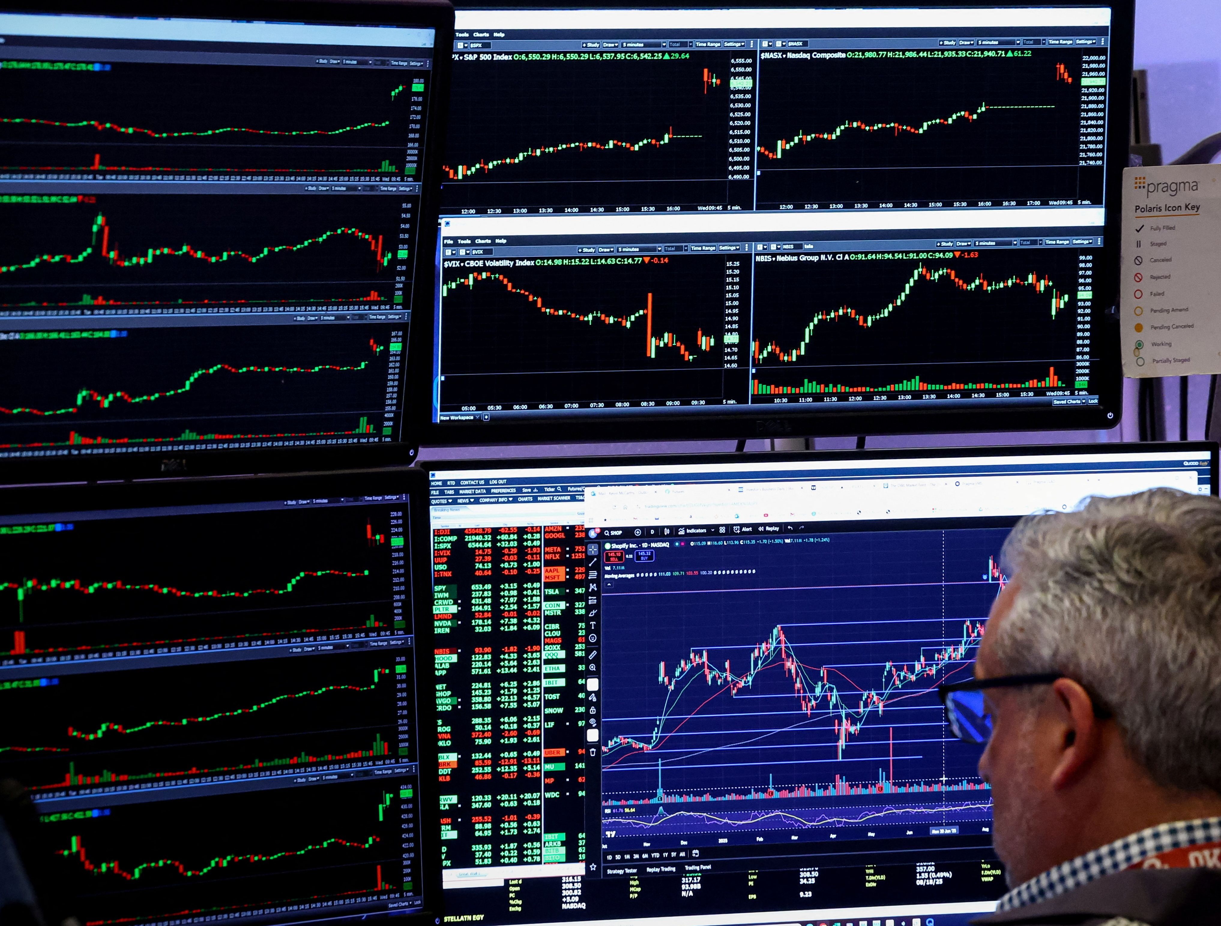 A Trader works on the floor at the New York Stock Exchange (NYSE) in New York City.