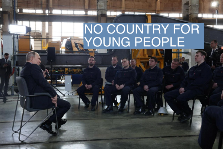 Russian President Vladimir Putin attends a meeting with employees of a plant of Tulazheldormash railroad machinery and equipment manufacturer in Tula, Russia, April 4, 2023.
