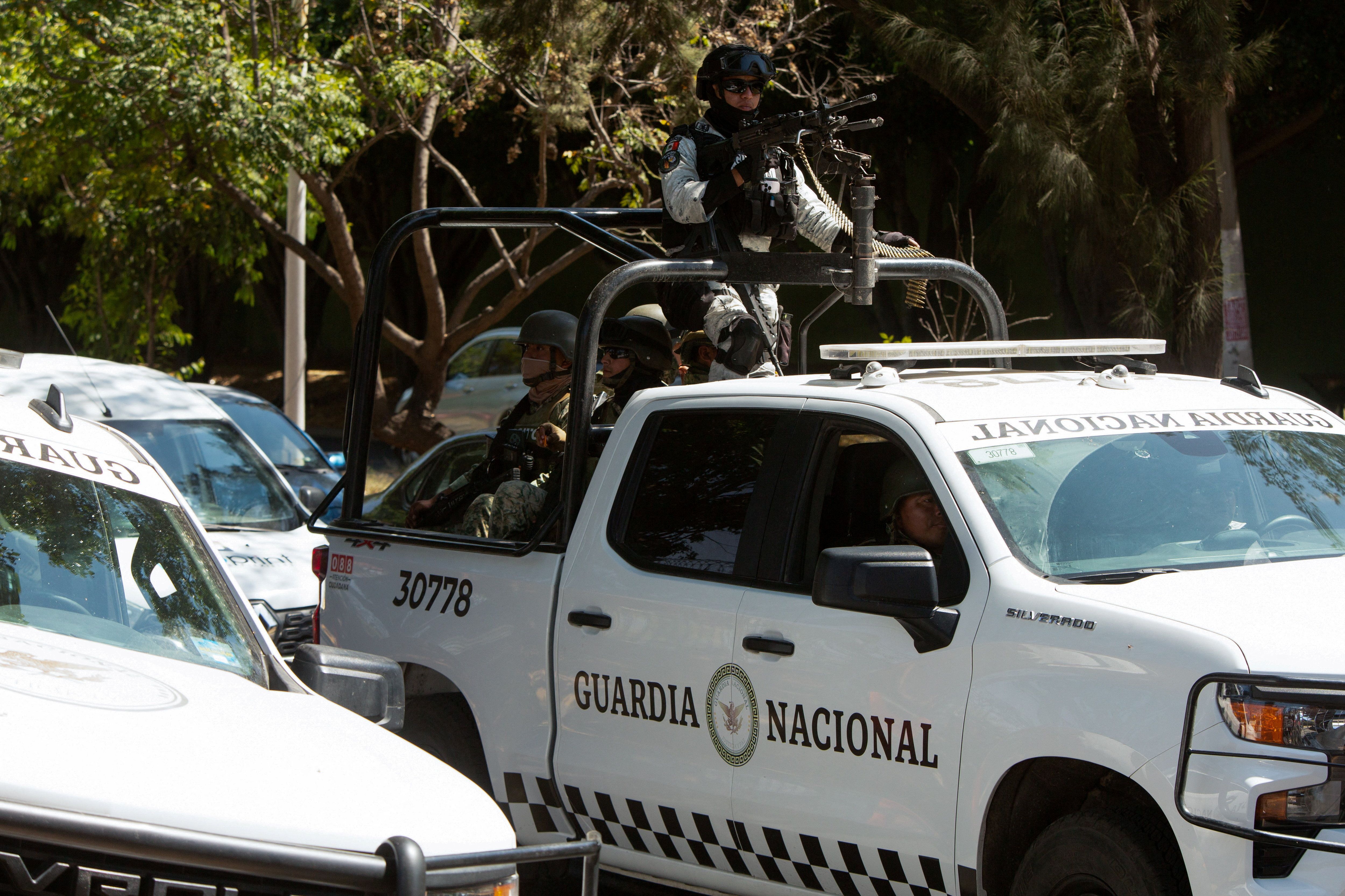 Members of Mexico’s National Guard patrol.