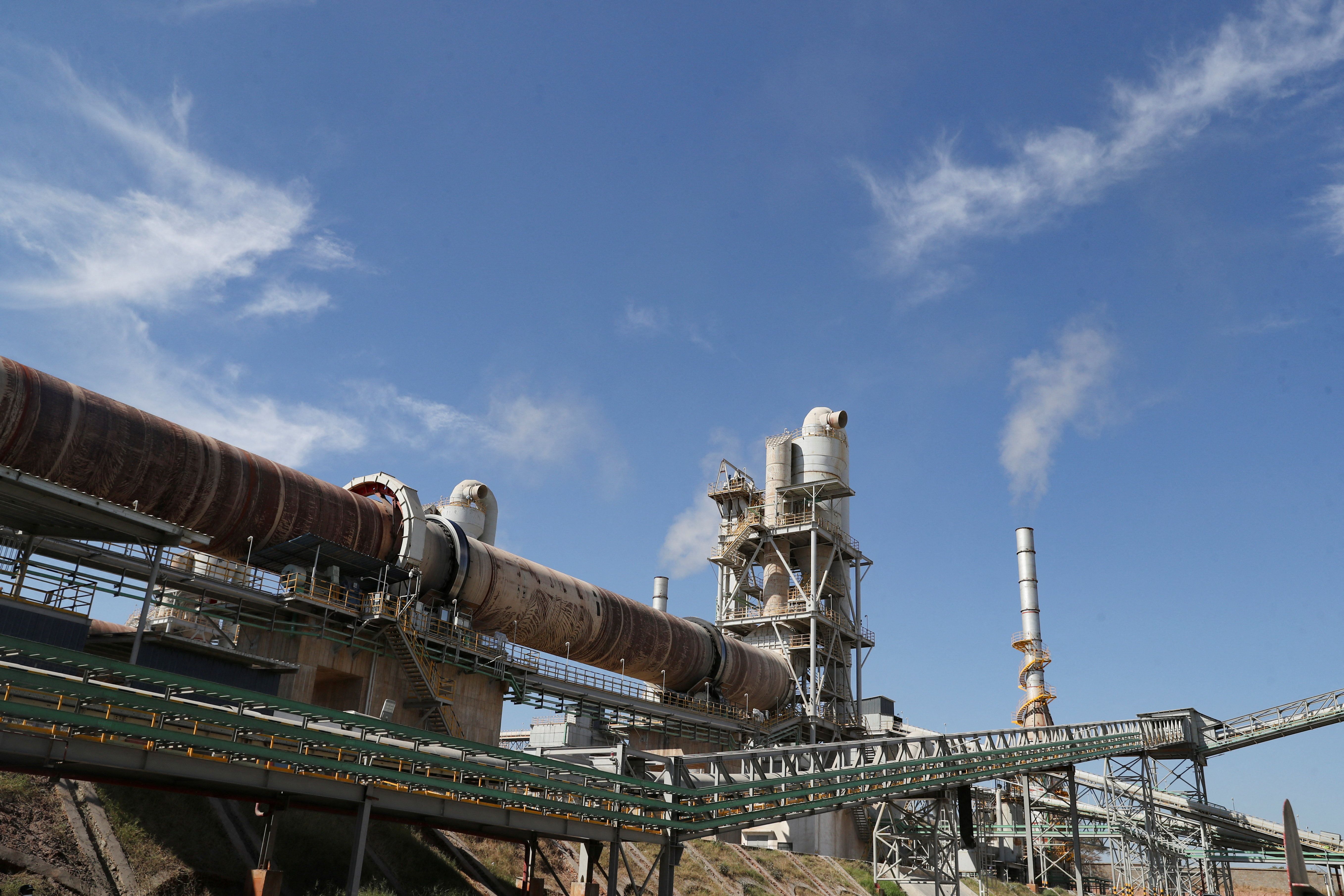 A roasting plant during a site visit by Zimbabwean Minister of Mines and Mining Development Polite Kambamura at Prospect Lithium Zimbabwe.