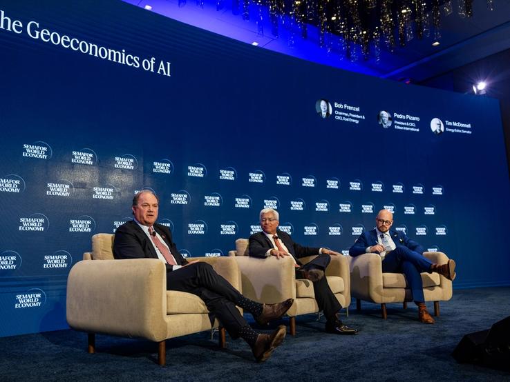 Bob Frenzel (Chairman, President & CEO - Xcel Energy), Pedro Pizarro (President and CEO - Edison International) and Semafor’s Tim McDonnell speak during Semafor World Economy 2026.