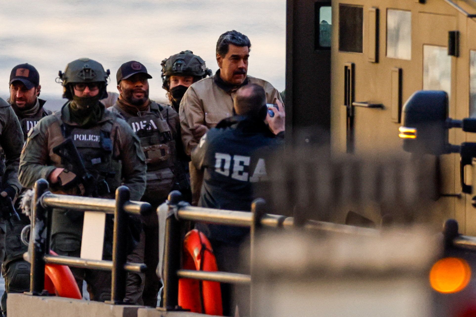 Captured Venezuelan President Nicolás Maduro arrives at the Downtown Manhattan Heliport, as he heads towards the Daniel Patrick Manhattan United States Courthouse for an initial appearance to face US federal charges in New York City on Jan. 5, 2026. 