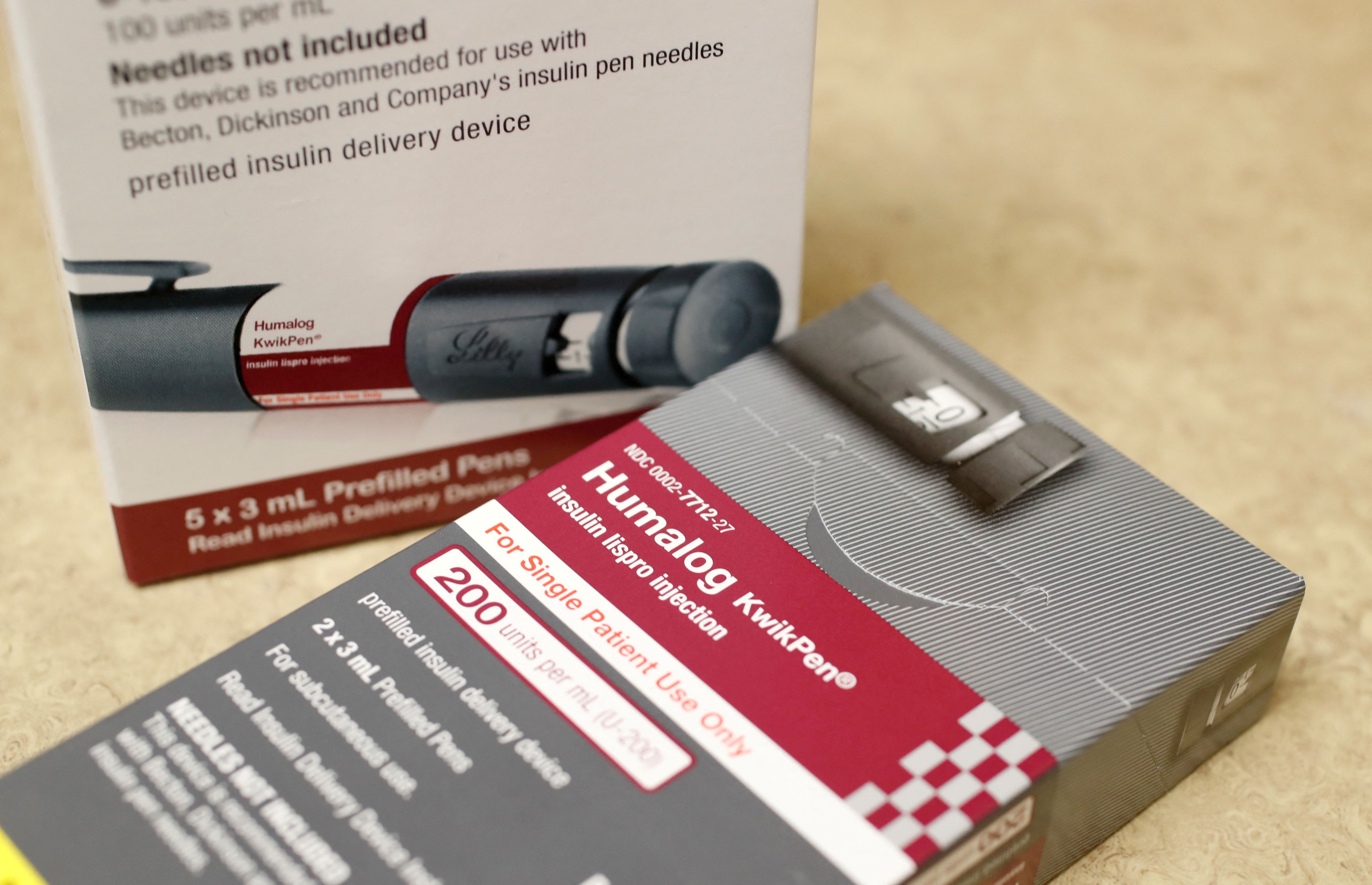  Boxes of the drug Humalog, made by Eli Lilly and Company, sit on a counter at a pharmacy in Provo, Utah, U.S. January 9, 2020. REUTERS/George Frey/File Photo