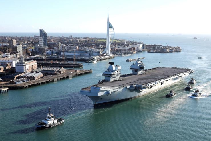 HMS Prince of Wales returns home to Portsmouth.