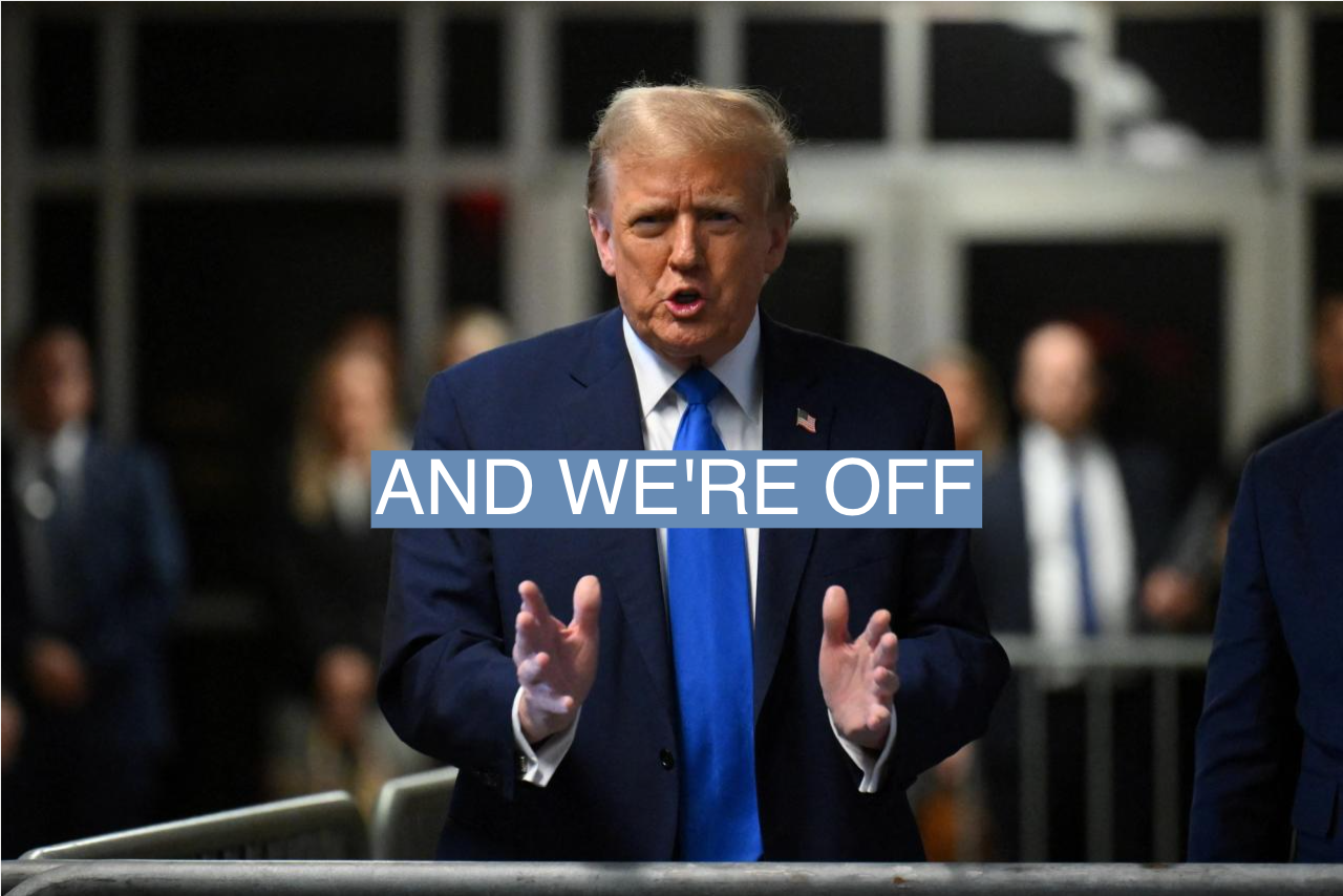 Former U.S. president and Republican presidential candidate Donald Trump speaks to the press during his trial for allegedly covering up hush money payments linked to extramarital affairs on April 22, 2024.