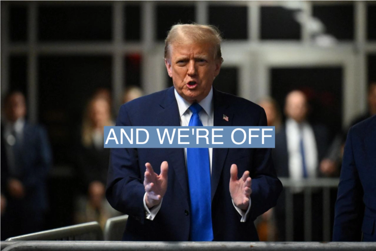 Former U.S. president and Republican presidential candidate Donald Trump speaks to the press during his trial for allegedly covering up hush money payments linked to extramarital affairs on April 22, 2024.