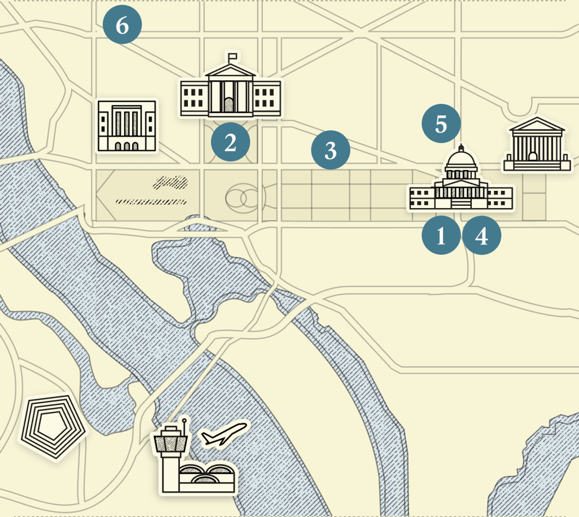 A numbered map of DC.